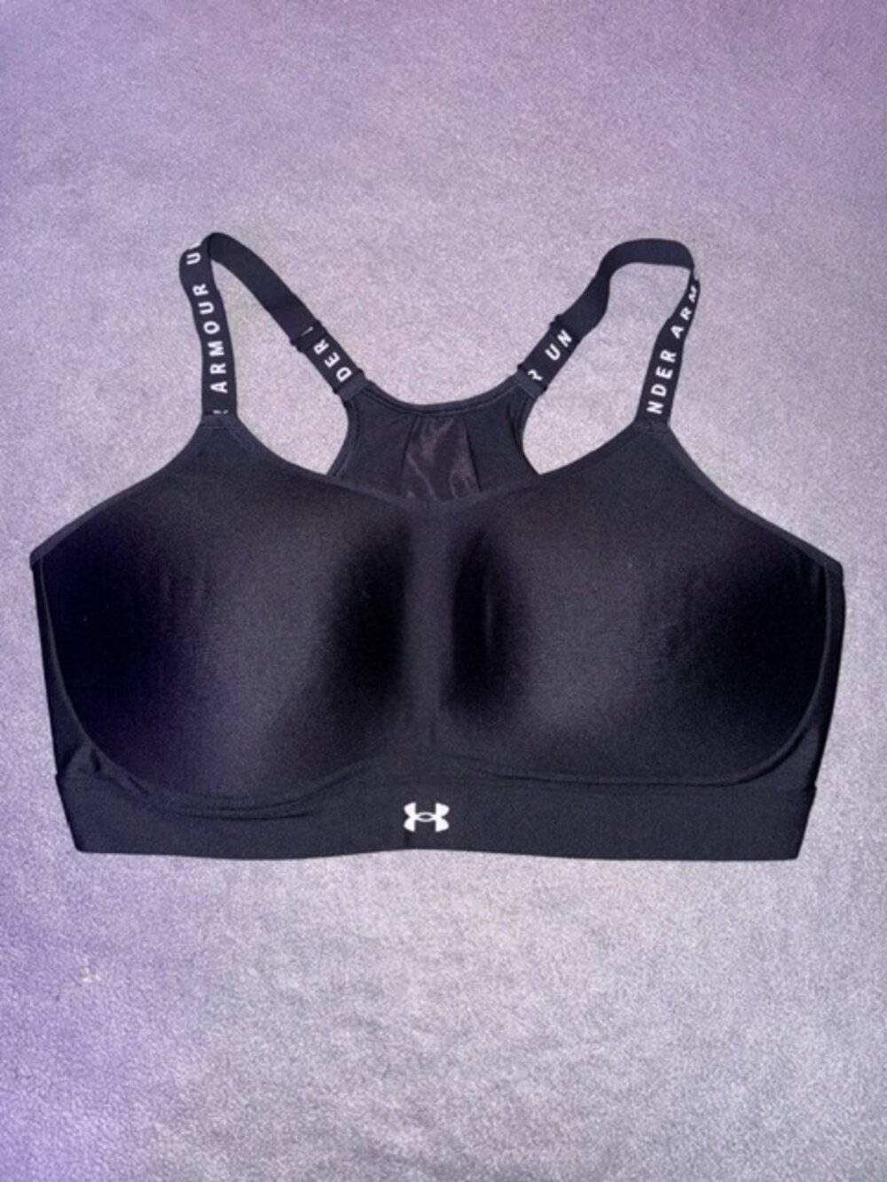 Under Armour Women’s Sports Bra Black 2XL Fitted Racerback Adjustable Straps